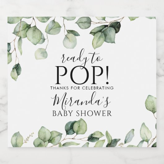 Grüne Babydusche Sparkling Weinflaschen Etikett W (Einzelnes Label)