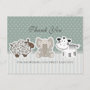 Grüne Babyparty Dankeschön für Babytiere Postkarte