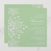 Grüne Babyparty-Einladungs-Winter-Schneeflocken Einladung (Vorne/Hinten)