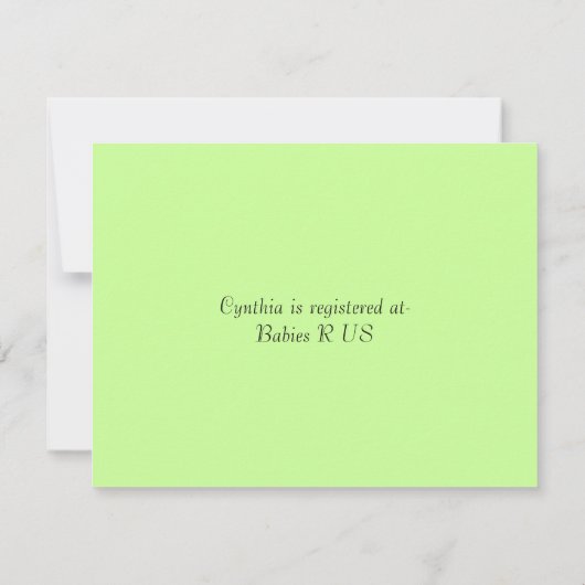 Grüne Babypartyeinladung Einladung (Rückseite)