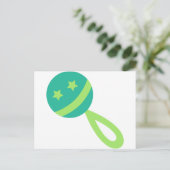 grüne Babyrassel Postkarte (Stehend Vorderseite)
