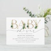Grüne Babyshower-Einladung Einladung (Stehend Vorderseite)