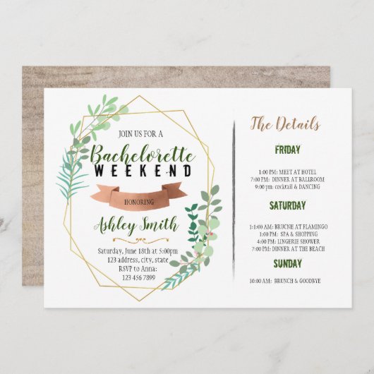 Grüne Bachelorette Einladung (Vorne/Hinten)