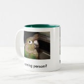 Grüne Backe Conure Morgen-Person Zweifarbige Tasse (Vorderseite Links)