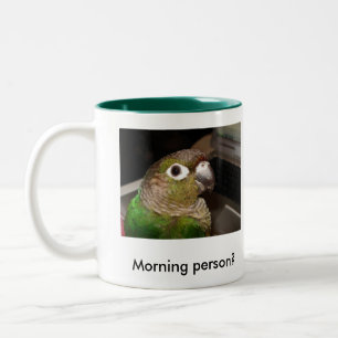Grüne Backe Conure Morgen-Person Zweifarbige Tasse
