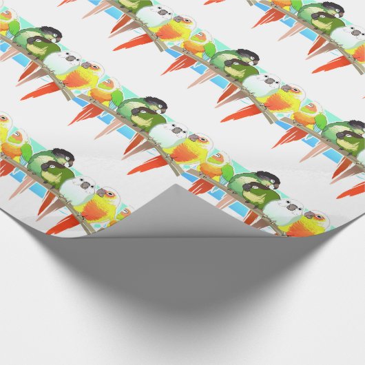 Grüne Backe Conures Geschenkpapier (Ecke)