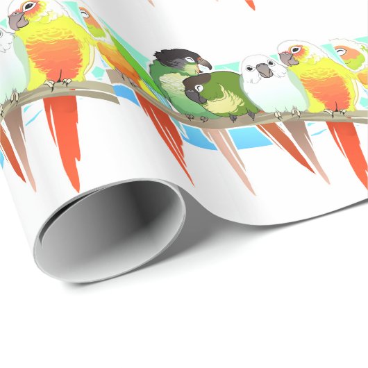 Grüne Backe Conures Geschenkpapier (Rolleneckpunkt)