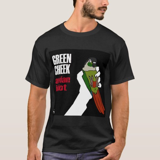 Grüne Backe: Vogelidiot (normal) T-Shirt (Vorderseite)