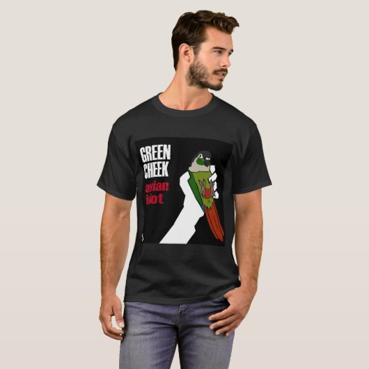 Grüne Backe: Vogelidiot (normal) T-Shirt (Vorne ganz)