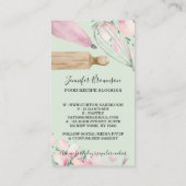 Grüne Bäckerei Koch Pink Blume Boho Visitenkarte (Rückseite)