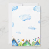 Grüne Balloons für Wasserfarben Flugzeug 5. Geburt Einladung (Rückseite)