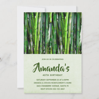 Grüne Bamboo Stalks Naturfotografie Geburtstag Einladung