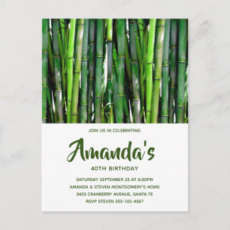 Grüne Bamboo Stalks Naturfotografie Geburtstag Einladungspostkarte