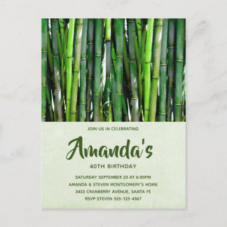 Grüne Bamboo Stalks Naturfotografie Geburtstag Einladungspostkarte