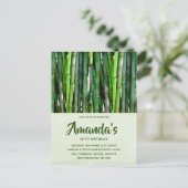 Grüne Bamboo Stalks Naturfotografie Geburtstag Einladungspostkarte (Stehend Vorderseite)
