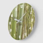 Grüne Bambus-Pflanze Botanisch Große Wanduhr (Winkel)