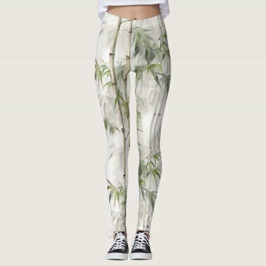 Grüne Bambus Serenität Leggings (Vorderseite)