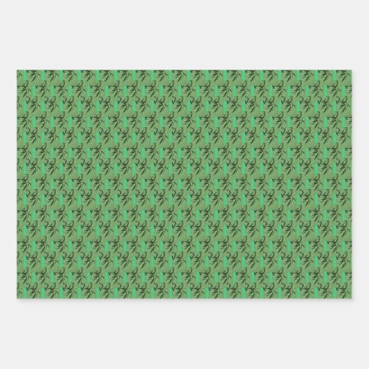 Grüne Bambusmuster Kruste. Umschlagpapier Geschenkpapier Set (Vorderseite 2)
