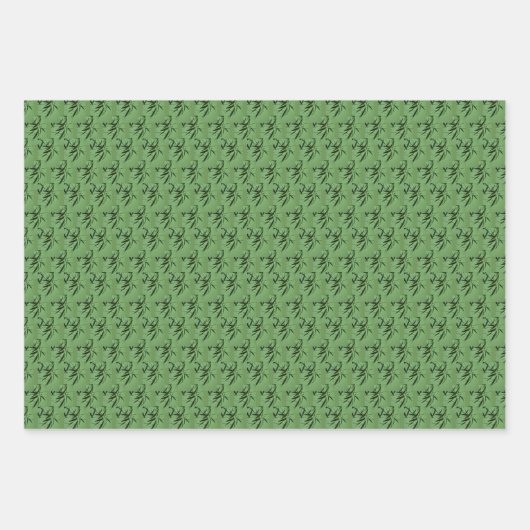 Grüne Bambusmuster Kruste. Umschlagpapier Geschenkpapier Set (Vorderseite)
