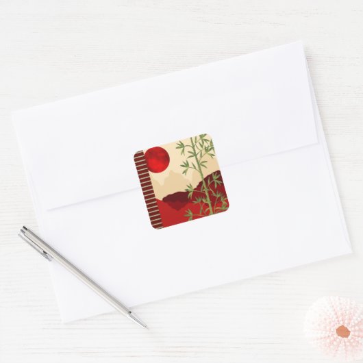 Grüne Bambussonne Quadratischer Aufkleber (Umschlag)