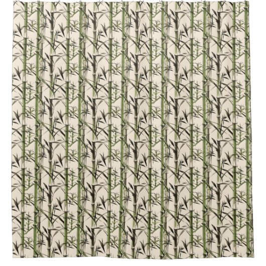 Grüne Bambusstalks und Blätter Duschvorhang (Vorderseite)