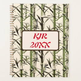 Grüne Bambusstalks und Blätter Planer