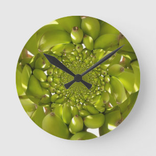 Grüne Banane Kaleidoskop Kunst Druck/Grafik Runde Wanduhr