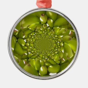 Grüne Banane Kaleidoskop Kunst Druck/Grafik Silbernes Ornament
