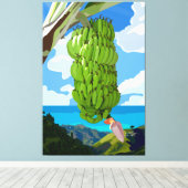 Grüne Bananen Blaues Gebirge Leinwanddruck (Insitu (Holzboden))