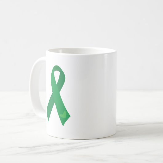 Grüne Band-Herzen Kaffeetasse (Vorderseite Links)