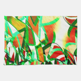 Grüne Bänder, Tropfsteine auf orangefarbenem Koral Geschirrtuch