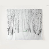 Grüne Bank im Winterpark. Lass es Weihnachten schn Wandteppich (Vorderseite (Horizontal))