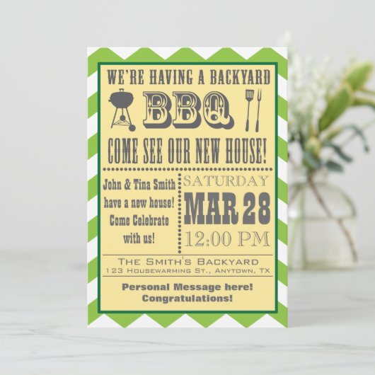 Grüne Barbecue Einladung (Stehend Vorderseite)