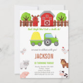 Grüne Barnyard Geburtstagseinladungen Einladung (Vorderseite)