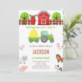 Grüne Barnyard Geburtstagseinladungen Einladung (Stehend Vorderseite)