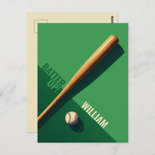 Grüne Baseball-Postkarte Postkarte (Vorne/Hinten)