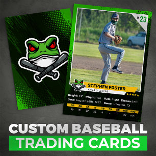 Grüne Baseball-Sammelkarte Foto Baseball-Logo Telefonnummerkarte