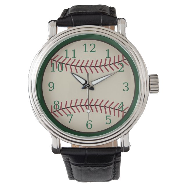Grüne Baseball-Uhr Armbanduhr (Vorderseite)