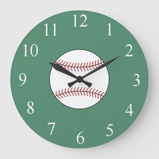Grüne Baseball-Wanduhr Große Wanduhr (Vorderseite)