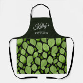 Grüne Basilikum Herb Leaf Muster Botanischer Name Schürze (Vorderseite)