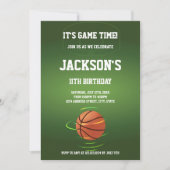 Grüne Basketball Einladung zum Geburtstag (Vorderseite)