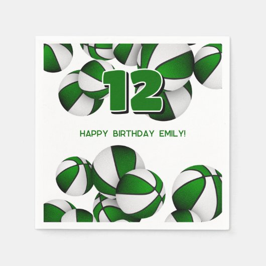 Grüne Basketball Jungs Party Serviette (Vorderseite)