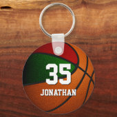 Grüne Basketballmannschaft - Geschenkideen Schlüsselanhänger (Rückseite)