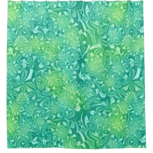 Grüne Batik-Blume Duschvorhang (Vorderseite)