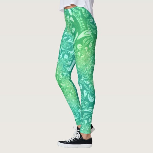 grüne Batik-Blume Leggings (Links)