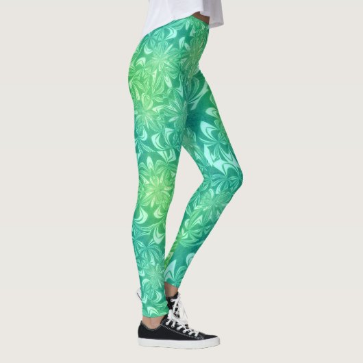 grüne Batik-Blume Leggings (Rechts)
