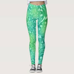 grüne Batik-Blumen-Leggings Leggings