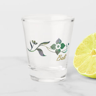Grüne Batik-Patchwork-Blumen Schnapsglas