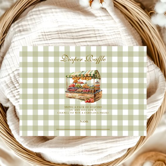 Grüne Bauern Markt Baby Duschdiapper Raffle Begleitkarte
