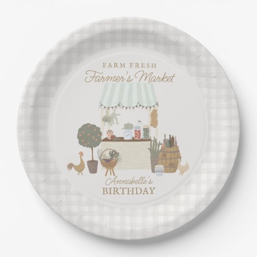 Grüne Bauern Marktwirtschaft Fresh Birthday Party Pappteller (Vorderseite)